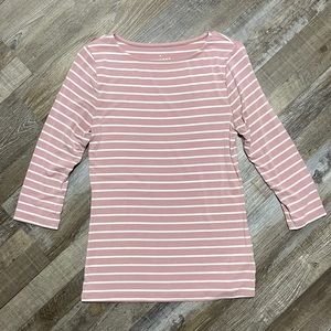 A New Day boatneck 3/4 Sleeve Women’s Pink & white Shirt